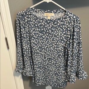 Michael Kors Blue and White Floral Blouse